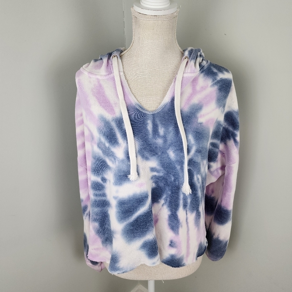 Ocean Drive Tie Dye Drawstring Pullover Cropped Hoodie Size Small